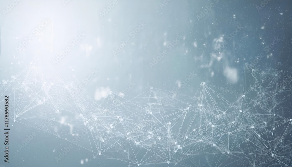 Poster Futuristic digital network background with interconnected nodes and lines in abstract blue space, symbolizing connectivity and data flow