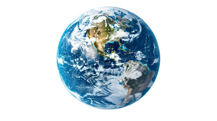 Illuminated earth seen from space isolated on a transparent background