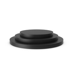 black podium isolated on white background, perfect for product display