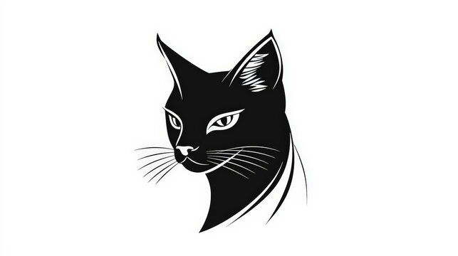 A refined black-and-white vector logo featuring a sleek and graceful depiction of a cat.  Generative AI