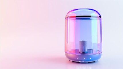 A multicolored Bluetooth speaker with a transparent casing, isolated on a white background.