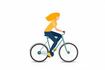 Fototapeta premium Riding a Bicycle in Minimalist Style Against a Simple Background