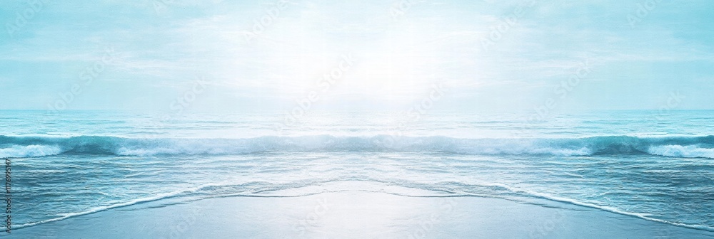 Aufkleber Captured view of abstract ocean wave patterns reflecting light in serene blue tones over calm waters at midday. Generative AI