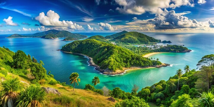 Stunning Panoramic View of Laem Krating Phuket Thailand Seascape Clifftop Vista