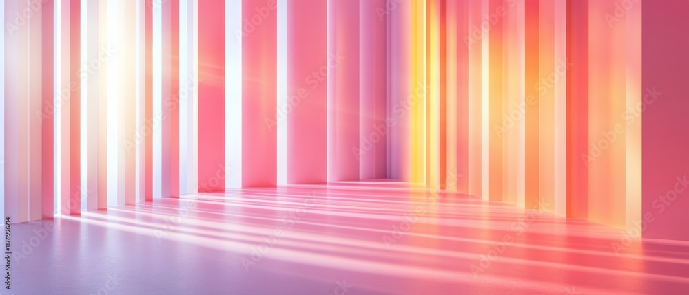 Poster vibrant pastel corridor with abstract geometric light patterns