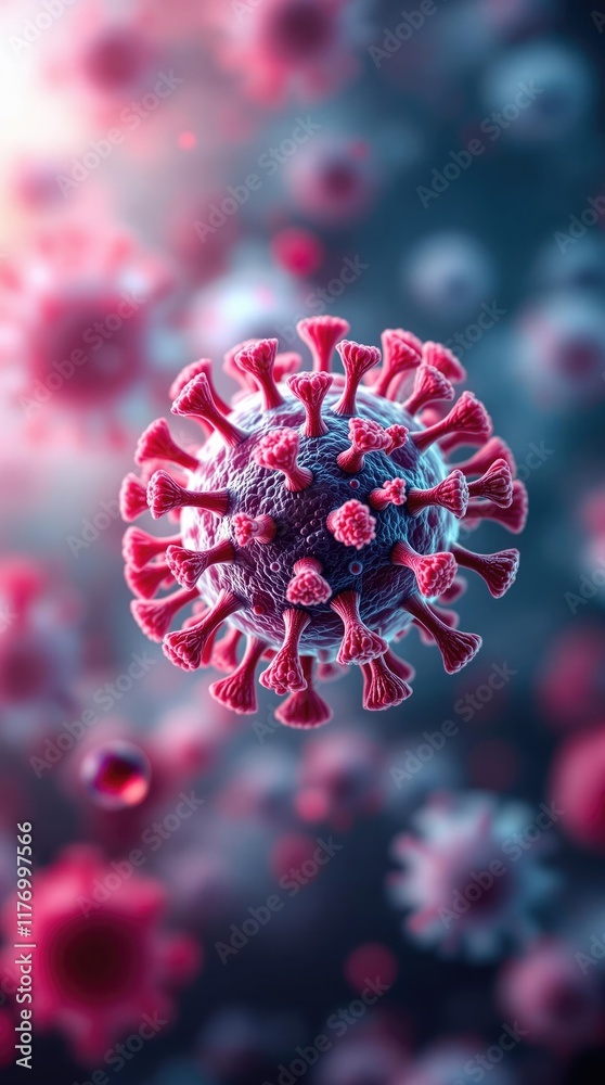 Aufkleber Microscopic view of HMPV virus particle structure
