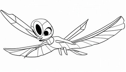 Obraz premium A stylized insect with large wings mid-flight. Suitable for children's coloring books or educational materials about insects.