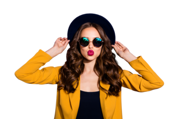 Close-up portrait of her she nice-looking lovely lovable charming sweet wavy-haired lady sending you kiss isolated over bright vivid shine violet lilac purple background