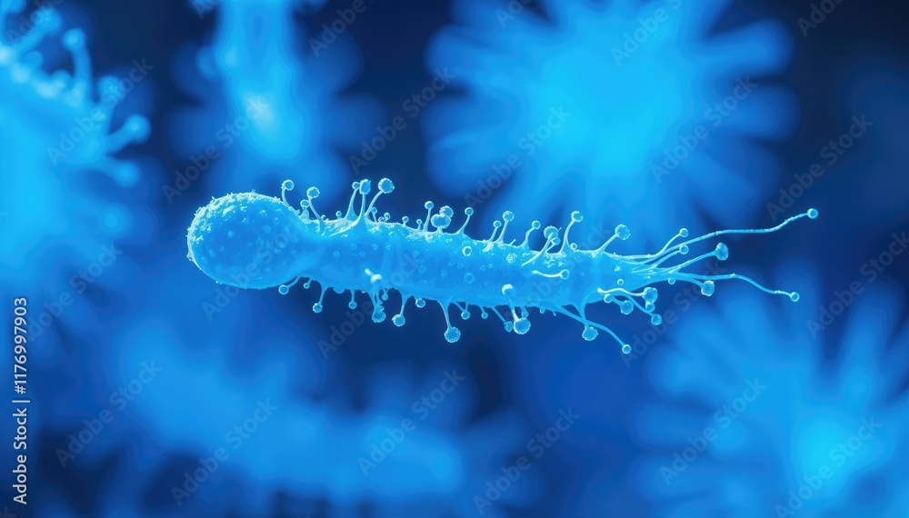 Poster Microscopic view of virus particle structure and surface