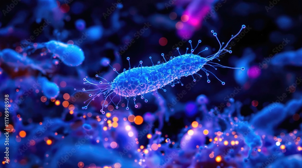 Aufkleber Microscopic view of virus bacteria particle