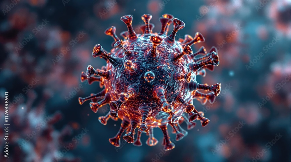 Poster Microscopic view of HMPV virus particle complex structure and surface proteins