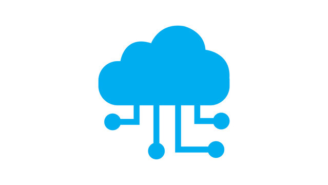 Cloud computing icon representing digital data storage and network connectivity isolated on a white background for websites.