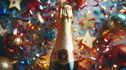 Celebration with sparkling wine and festive decorations during a joyful occasion