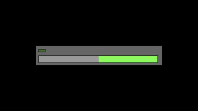 Animated Loading Bar with Blinking Green Lights and Transparent Background