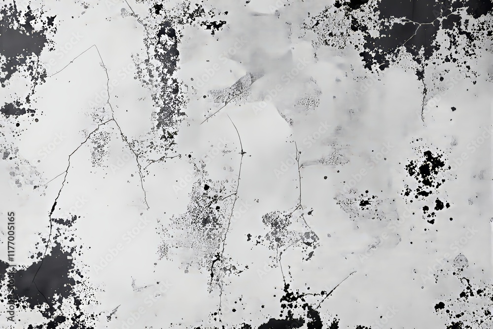 Poster abstract black and white grunge texture background with cracks and splatters.