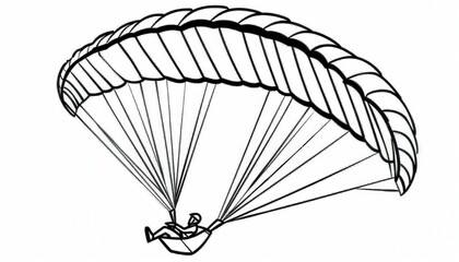 A simple line drawing of a paraglider in flight. Ideal for activity logos travel companies or sporting goods stores.