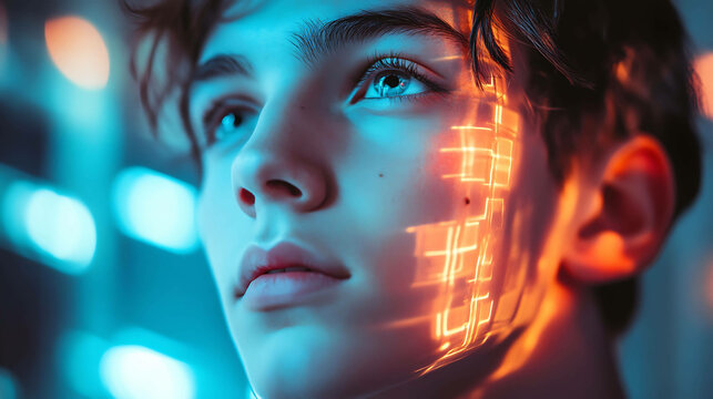 Futuristic holographic grids with glowing edges