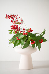 Nandina and Senryo.
A lucky plant that is decorated for New Year’s in Asia.
