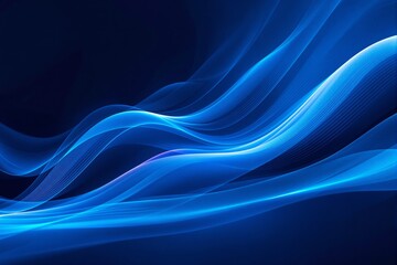 Abstract blue light wave lines on a dark background.