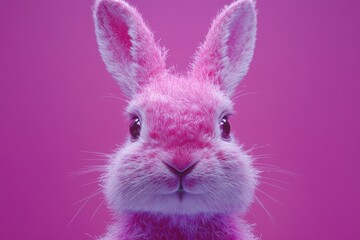 Obraz premium Vibrant Pink Rabbit Against Bold Background in Trendy Pop Art Style