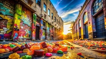 Fototapeta premium Urban Decay & Jelly Sweets: Grunge Background Texture