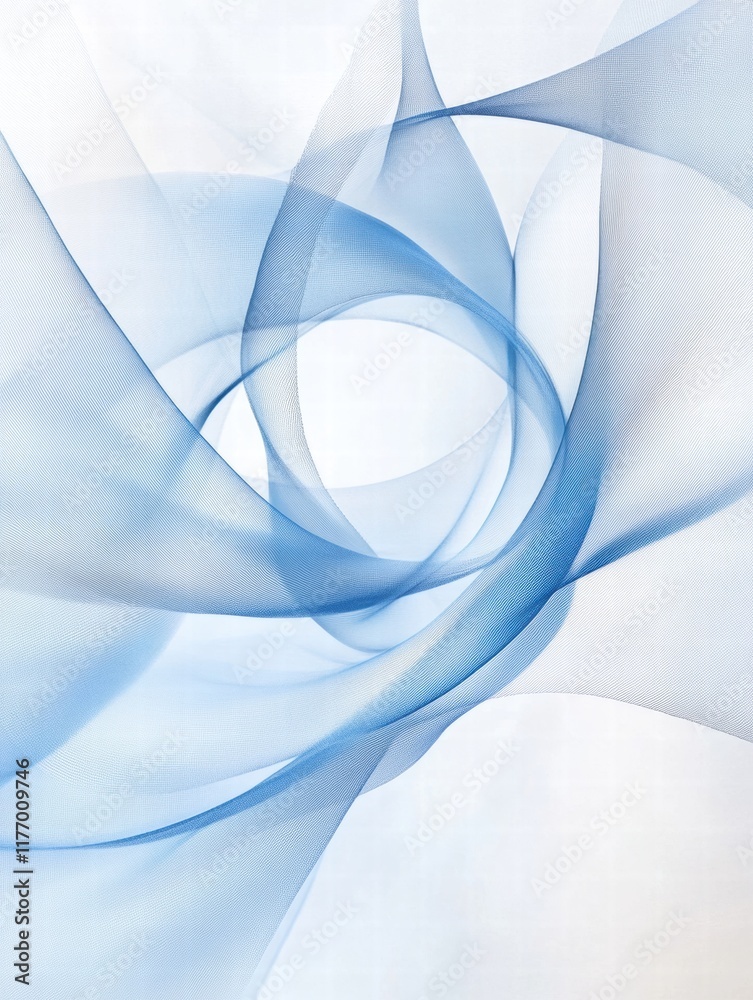 Leinwandbilder Abstract wind lines create a sense of movement and fluidity in a soft blue color palette. Generative AI