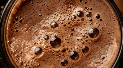 Close-Up of Frothy Coffee with Rich Bubbles in a Cup