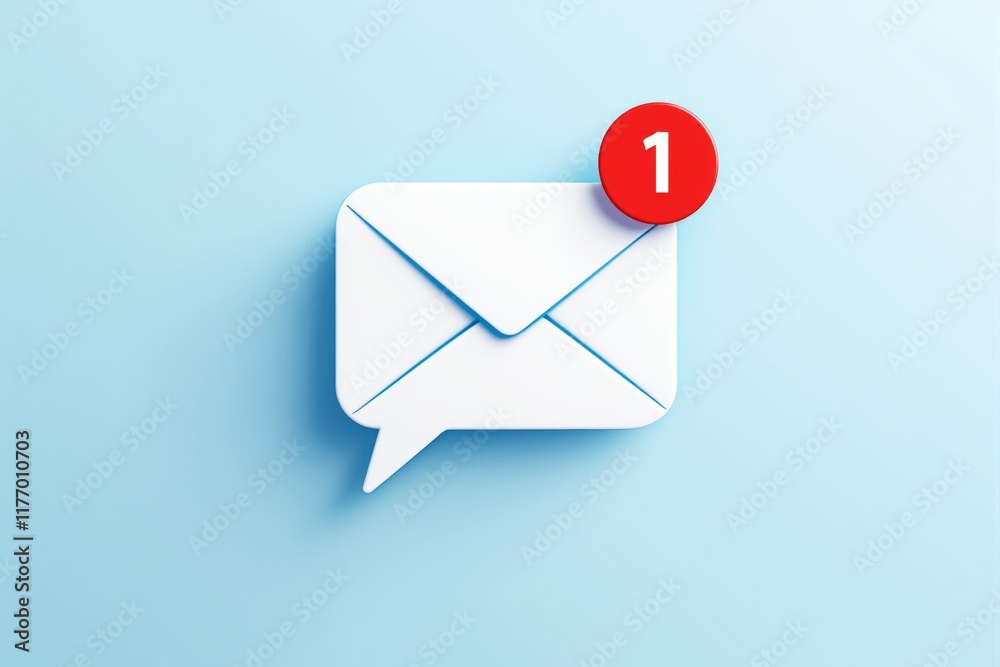 Poster email notification envelope icon with a red badge on a light blue background.