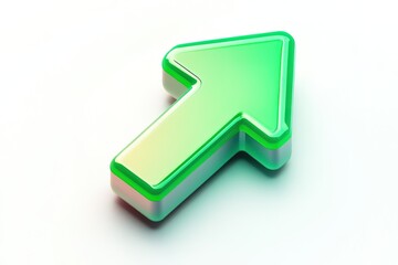 UP green 3d arrow. Shiny web icon. illustration isolated on white background. Raster version
