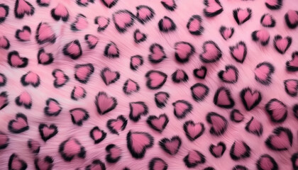 pink leopard fur texture with heart pattern