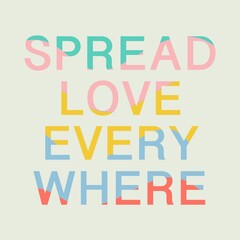 Spread Love Valentine quotes isolated on a white background.
