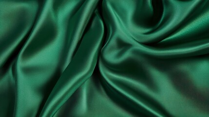 Fototapeta premium Deep Emerald Green Satin Fabric Texture - Luxurious and Smooth