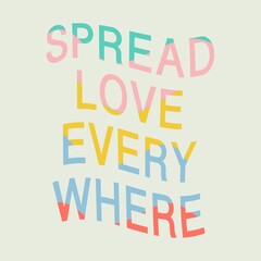 Spread Love Valentine quotes isolated on a white background.