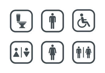 WC icon set. Flat illustration. White background.