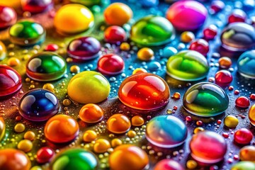 Vibrant Multicolored Food Drops Background, Abstract Culinary Art