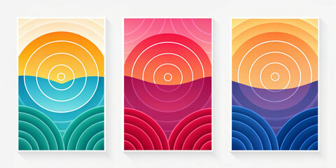 Fototapeta premium A Creative Set of Three Abstract Circle Gradient Banners for Your Design Needs