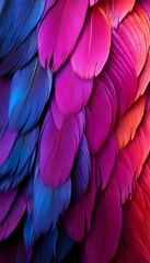 Obraz premium Vibrant feathers in shades of pink, purple, and blue.