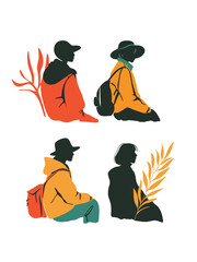 set of human silhouettes in bright colors