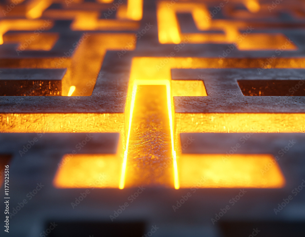 Poster Glowing Maze Path