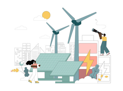 People with dark skin working with alternative renewable energy sources. Solar energy, natural resource extraction, earth hour, energy saving