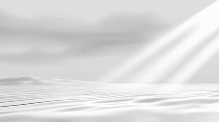 Obraz premium Monochromatic landscape with light rays illuminating a smooth, undulating surface.