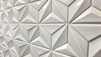Sleek Abstract White Tiles with Minimalist 3D Geometric Patterns for Contemporary and Modern Interiors  