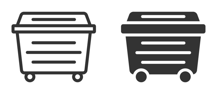 Trash bin icons in modern design for waste or recycling.