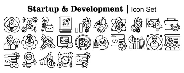 Startup and Development Vector icon set