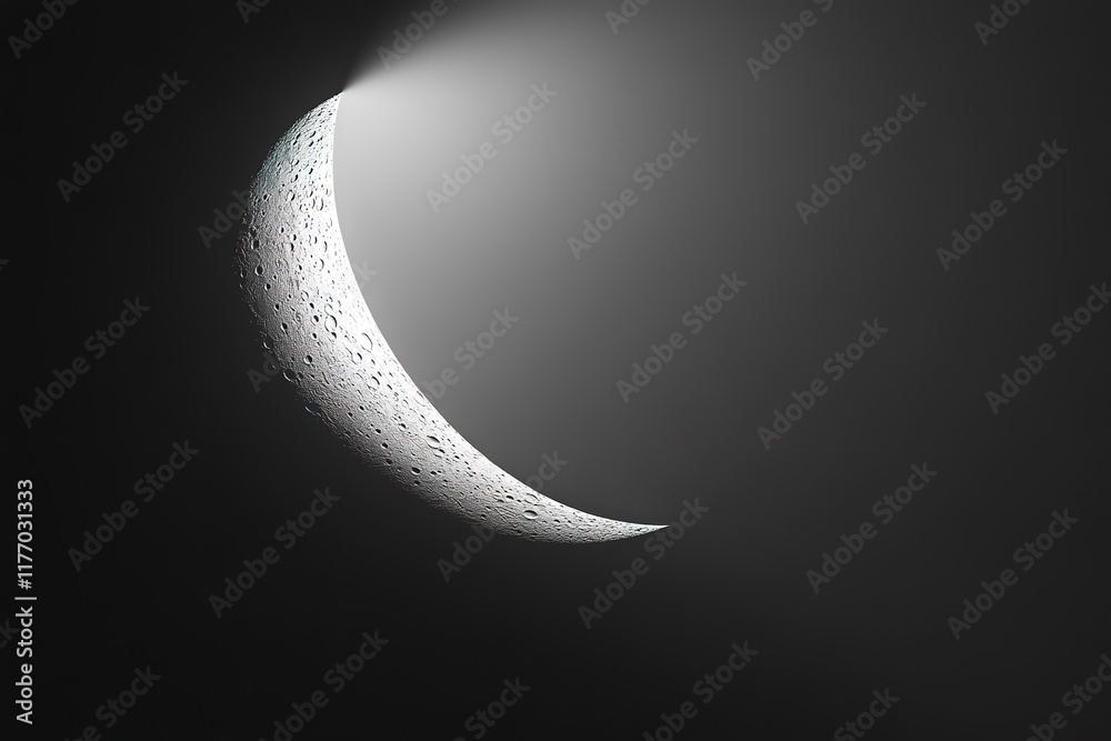 Wall mural 3d rendering of after the new moon and before first quarter moon. crescent moon