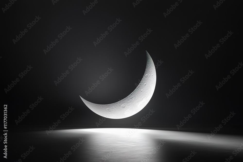 Wall mural 3d rendering of after the new moon and before first quarter moon. crescent moon