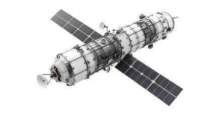 Space orbital satellite, aerospace and communications concept, 3d rendering isolated on a transparent background