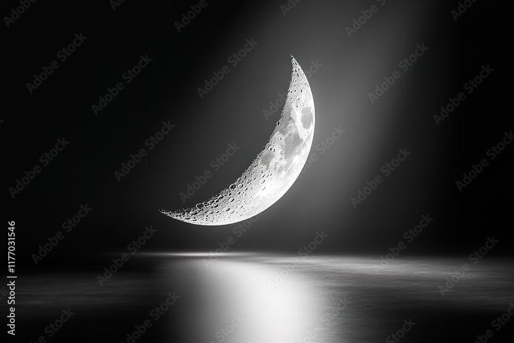 Wall mural 3d rendering of after the new moon and before first quarter moon. crescent moon