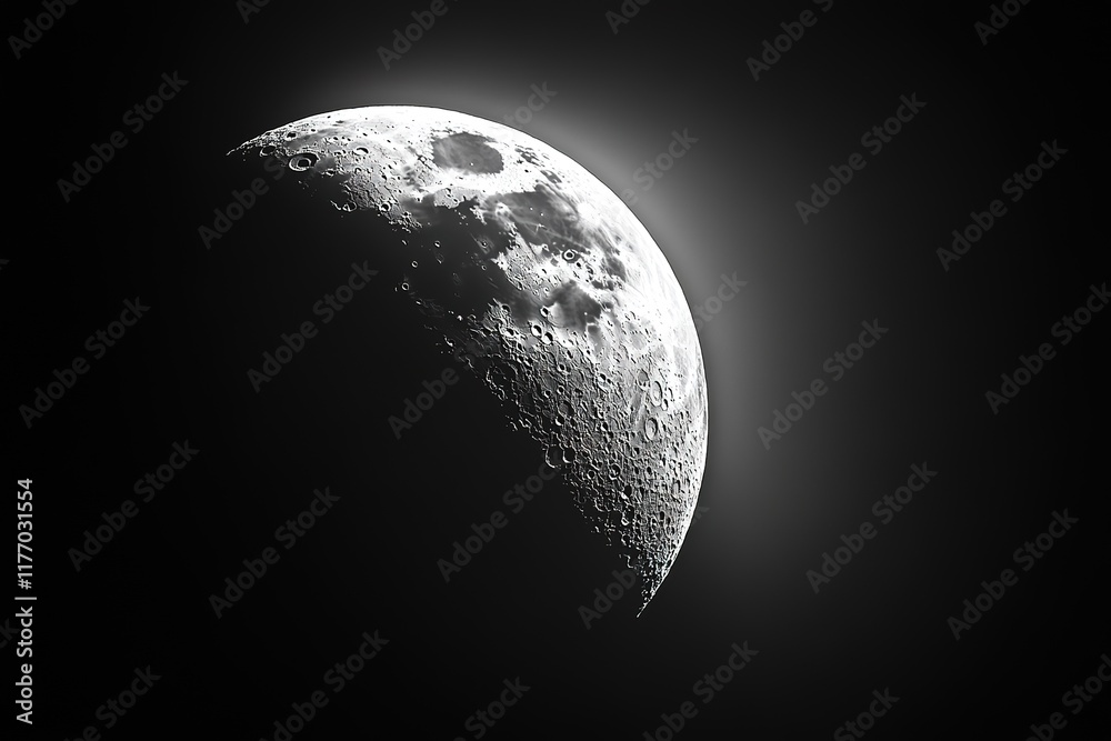 Wall mural 3d rendering of after the new moon and before first quarter moon. crescent moon