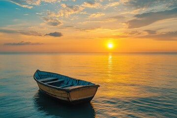 Fototapeta premium Gorgeous Peaceful Sunset over lake 